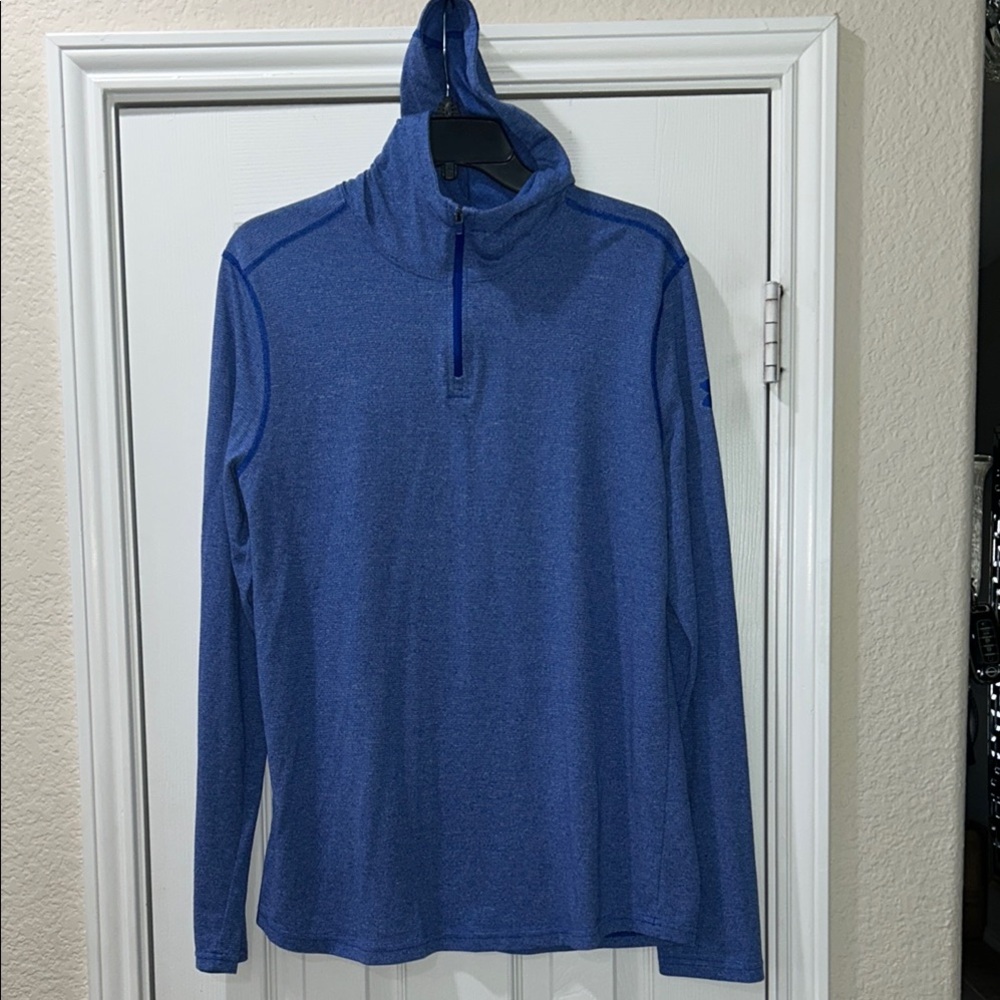 Men’s Under Armour Fitted Threadborne Long Sleeve Hoodie Blue Size L